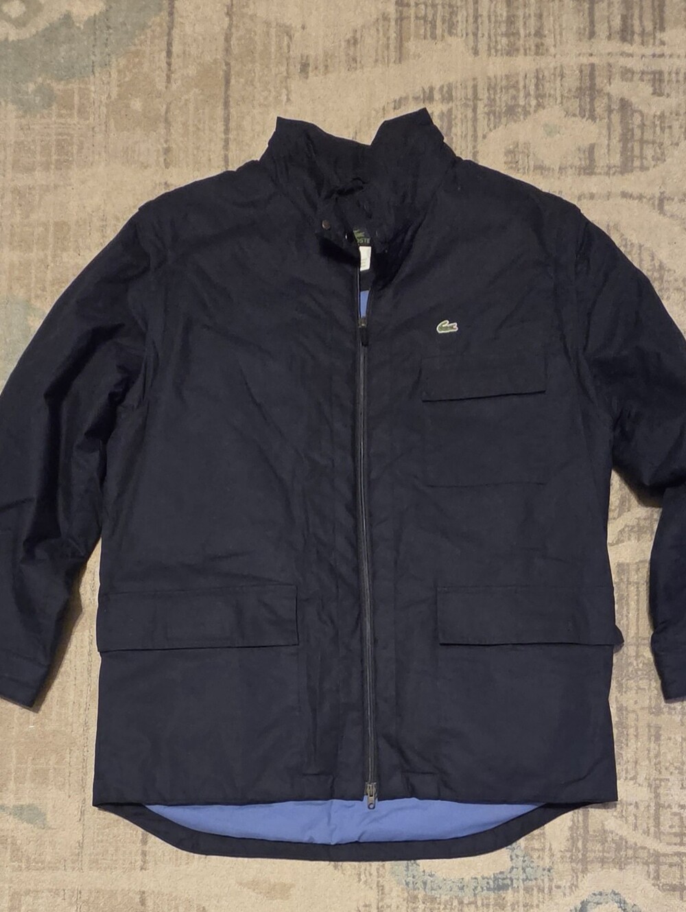 Mens Lacoste Vintage Cotton-Blend Utility Jacket. Size XL. Navy. EUC.